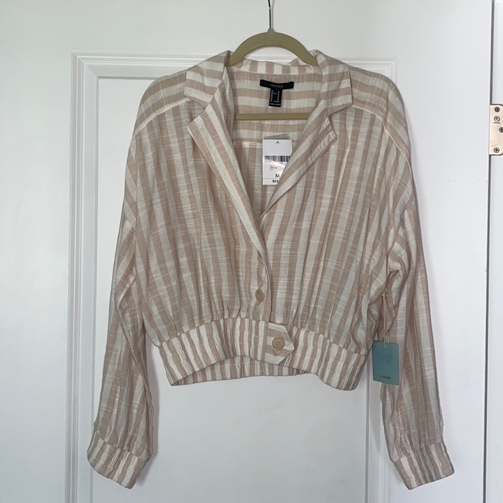 Pink and Cream Striped blouse/jacket